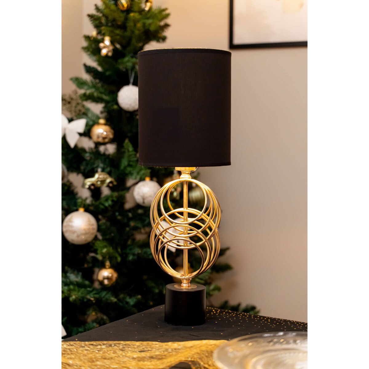 Lampa stołowa ze złotym zdobieniem CIRCLY