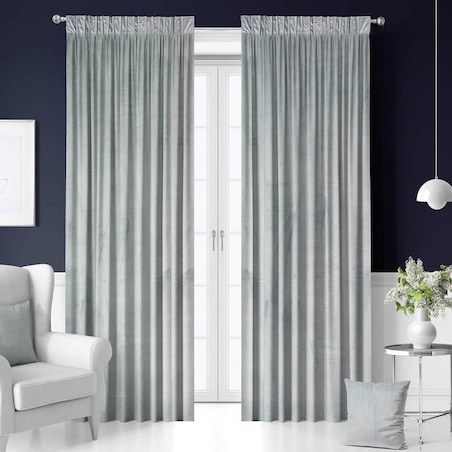 Zasłony gotowe na taśmie WELUROWE 140X250 Jasny szary