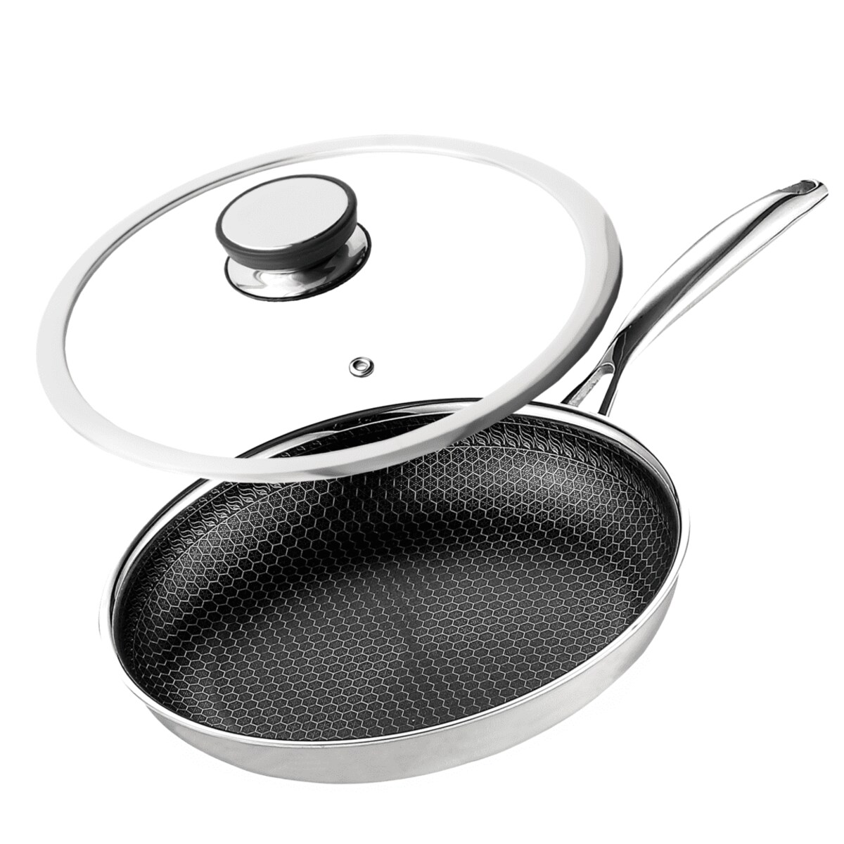 Profesjonalna patelnia ceramiczna Kanso 24 cm z pokrywką Plaster miodu Na indukcje Na gaz Nierdzewna