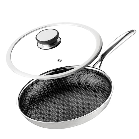 Profesjonalna patelnia ceramiczna Kanso 24 cm z pokrywką Plaster miodu Na indukcje Na gaz Nierdzewna