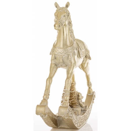 Figurka - złoty konik na biegunach LED 28,5x7,5X29 cm ORO