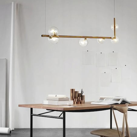 Lampa Sufitowa Szklane Kule Złota Gold 6 Punktów
