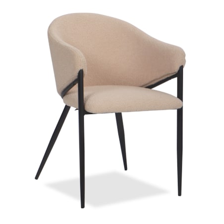 Krzesło tapicerowane do salonu boucle GLAMOUR ciemnobeżowe