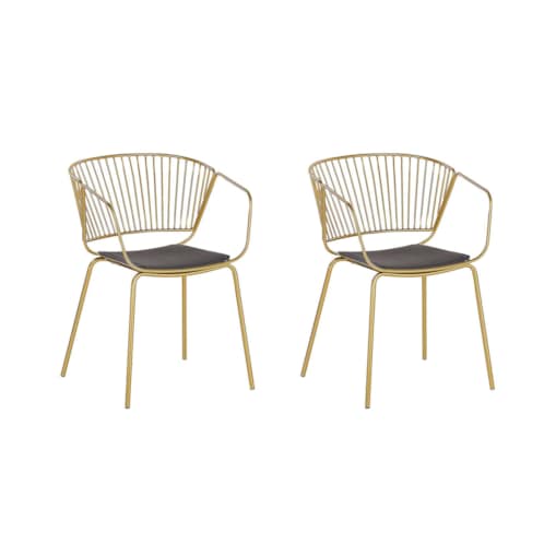 Zestaw 2 metalowych krzeseł do jadalni złoty RIGBY