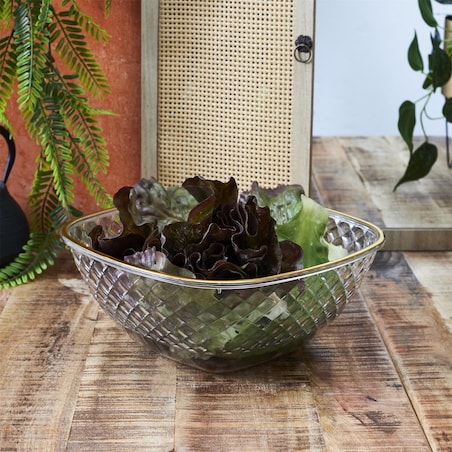 MISKA Mirage kwadratowa 25,6 cm złoty brzeg PLASTIKOWA