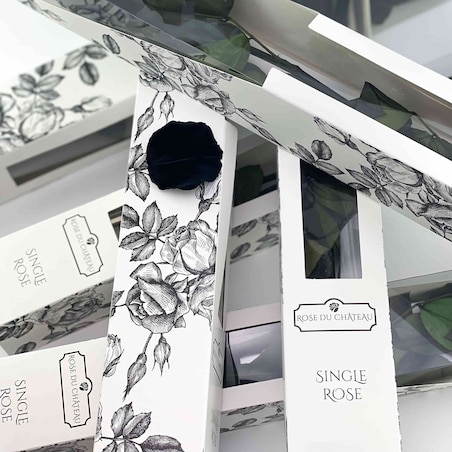 Czarna Wieczna Róża na Łodydze 50 cm