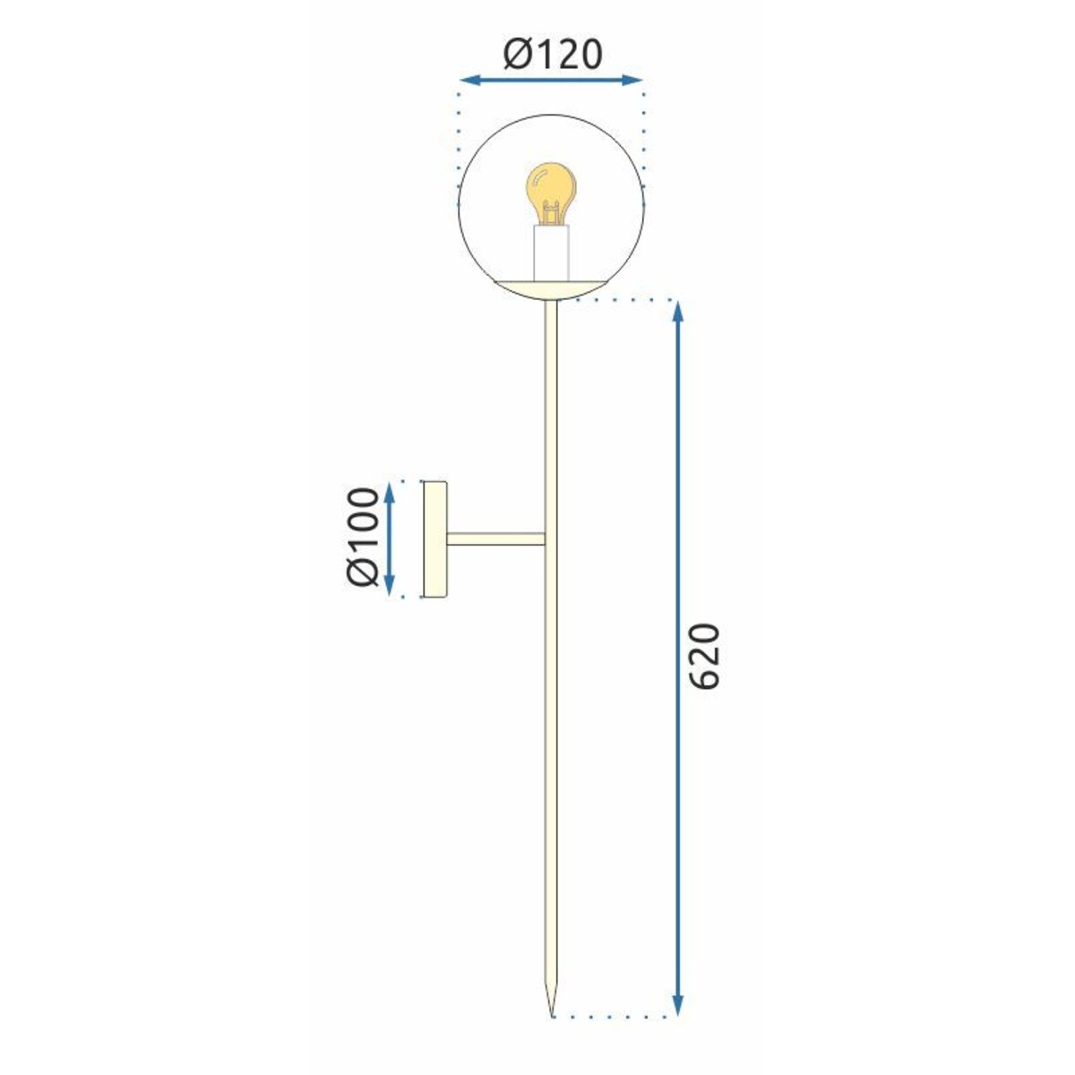 Kinkiet App580-1W 120Cm Złoty, Metal
