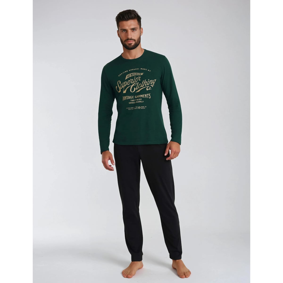 Piżama Imress 40952-79X Ciemnozielono-Czarny Ciemnozielony-Czarny, XL