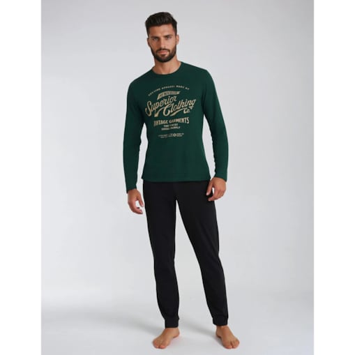 Piżama Imress 40952-79X Ciemnozielono-Czarny Ciemnozielony-Czarny, XL