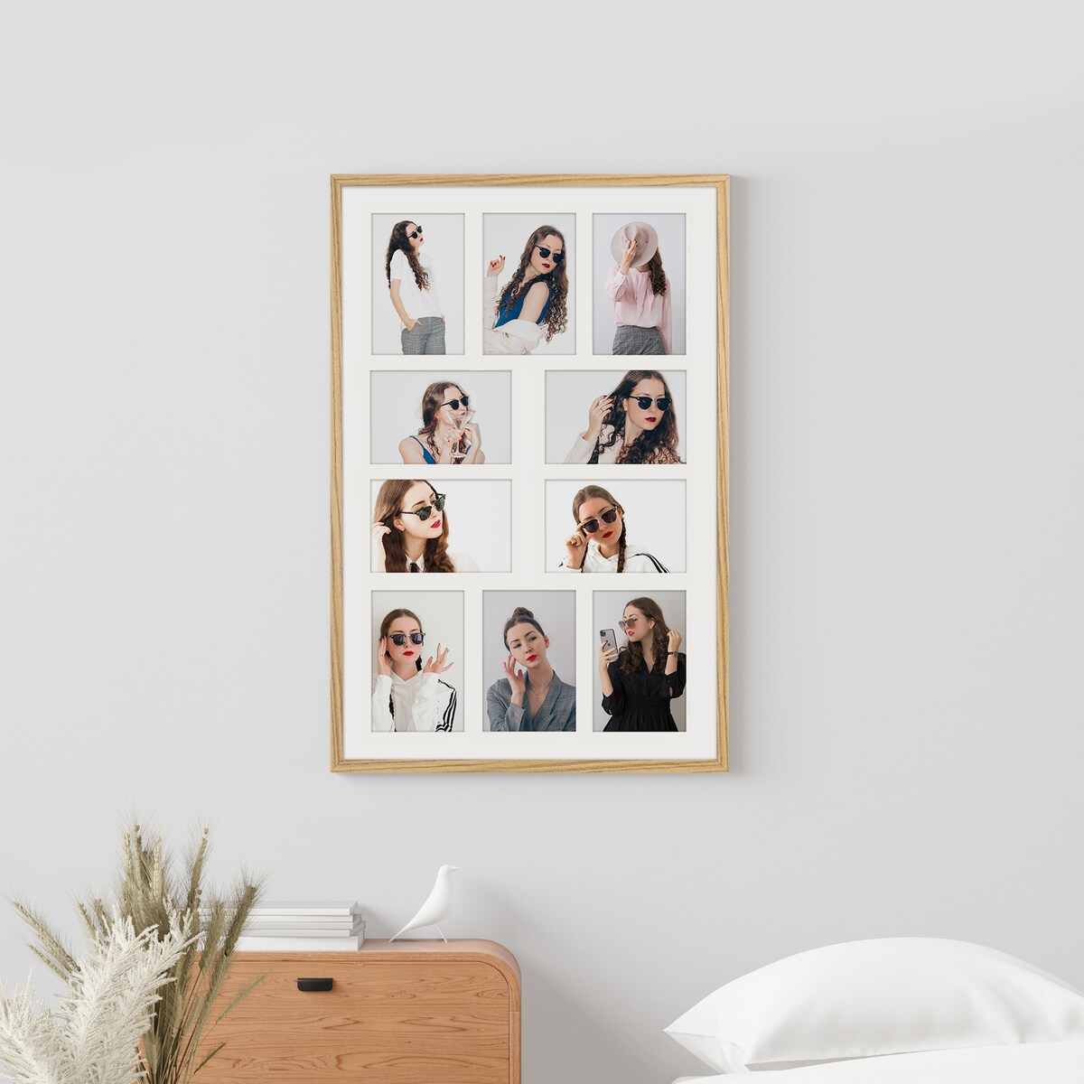 Ramka na zdjęcia 10 zdjęć 10x15 cm rama kolor dębowy foto galeria 40x60 cm FRAMAI®