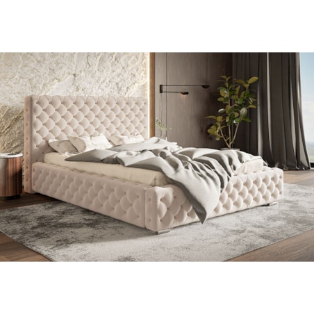 Łóżko jednoosobowe z pojemnikiem 90x200 BEN 15 - jasny beż