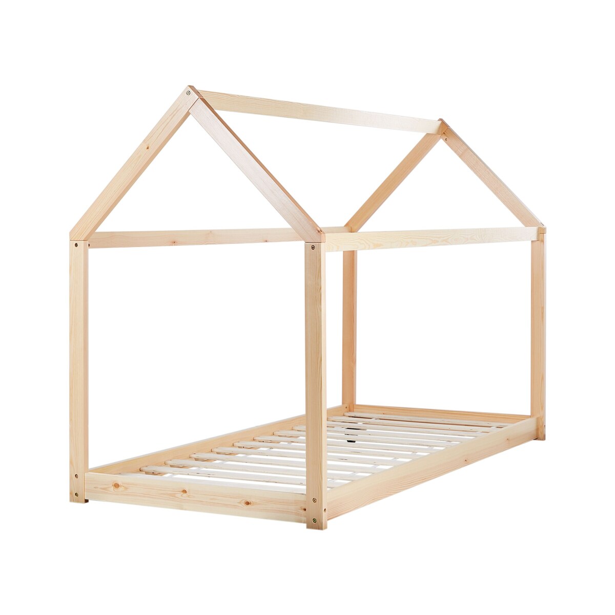 Łóżko dziecięce domek drewniane 90 x 200 cm jasne TOSSE