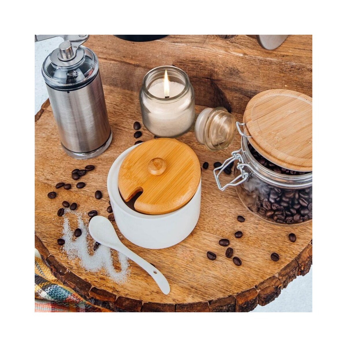 Orion porcelanowa cukiernica cukierniczka z łyżeczką 48713