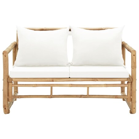 vidaXL 2-osobowa sofa ogrodowa z poduszkami, bambus