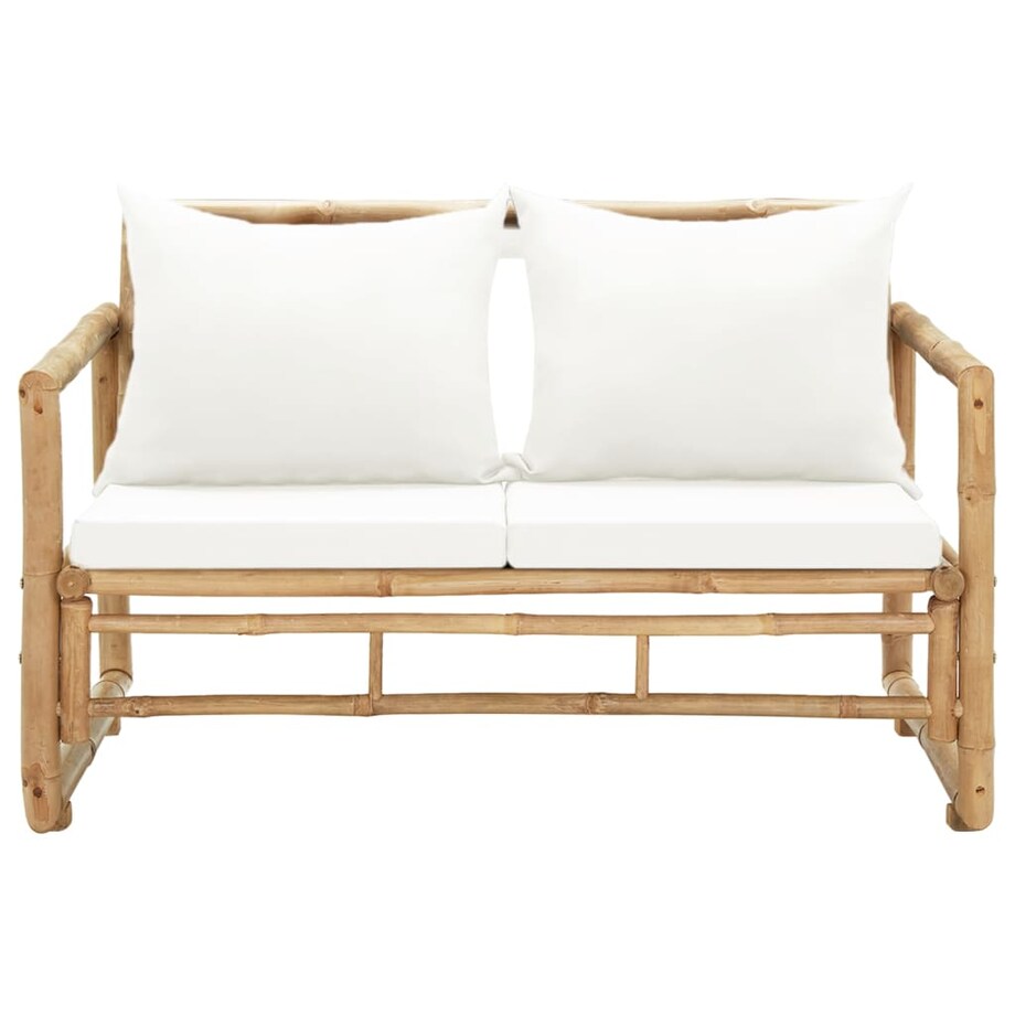 vidaXL 2-osobowa sofa ogrodowa z poduszkami, bambus