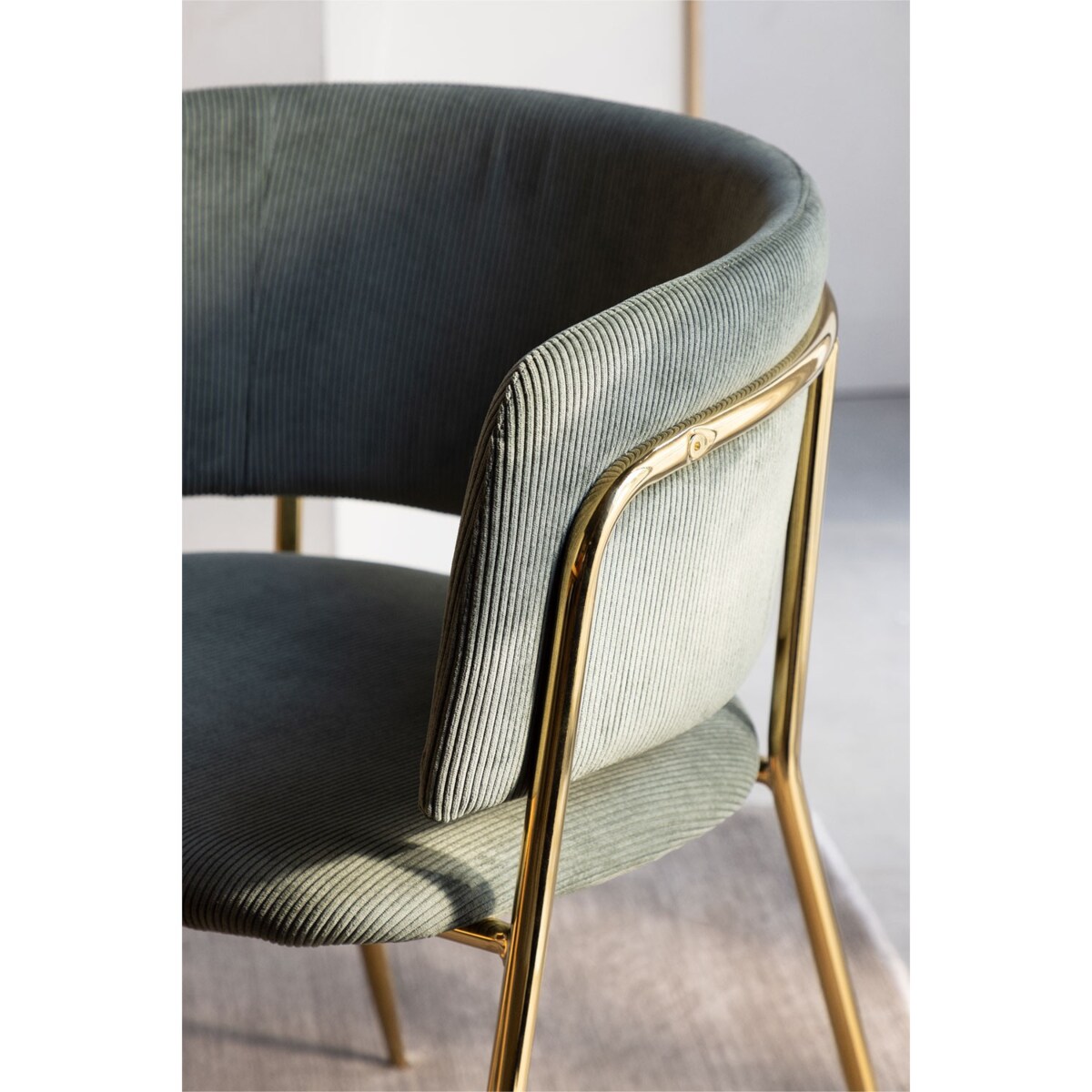 Krzesło sztruksowe, awokado złota podstawa Delta