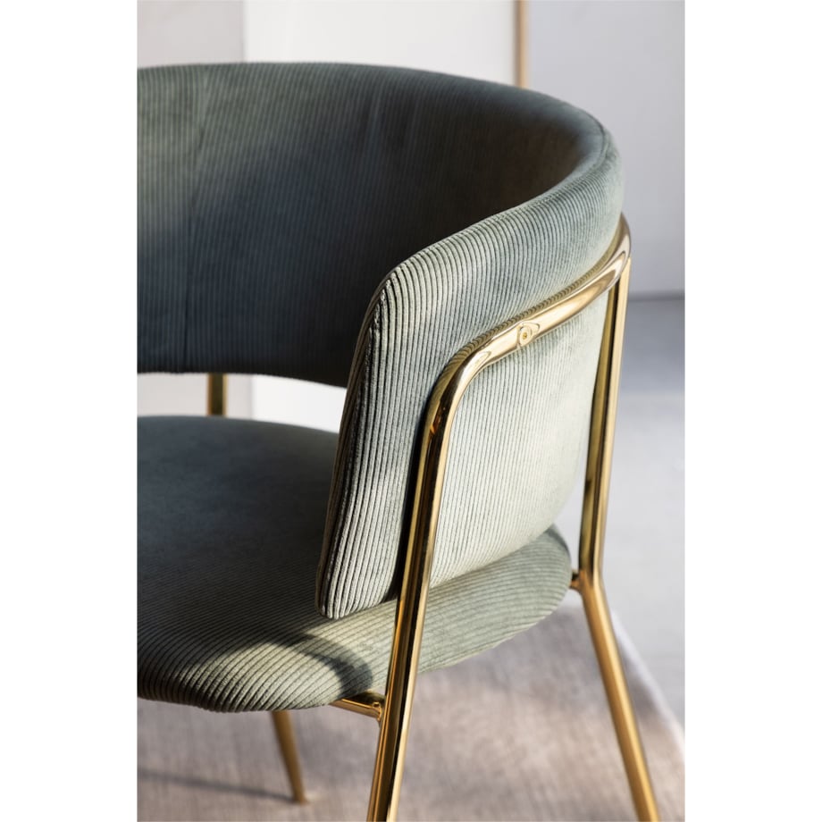 Krzesło sztruksowe, awokado złota podstawa Delta