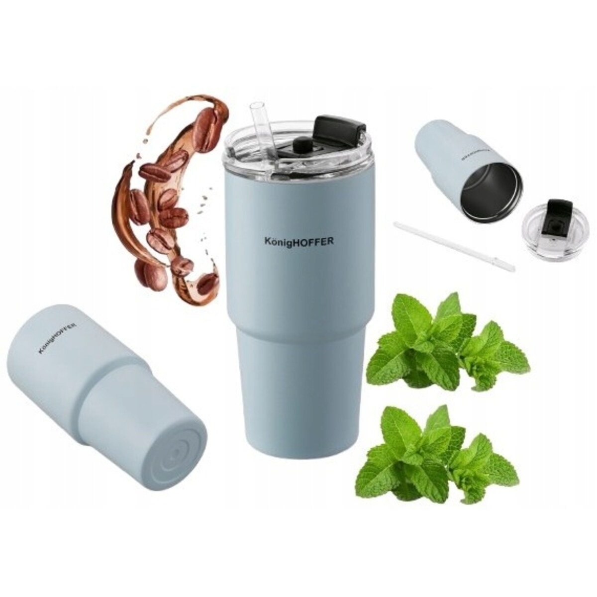 Kubek termiczny ze słomką 420ml na ciepłe zimne napoje kawę HERBATĘ koktajl