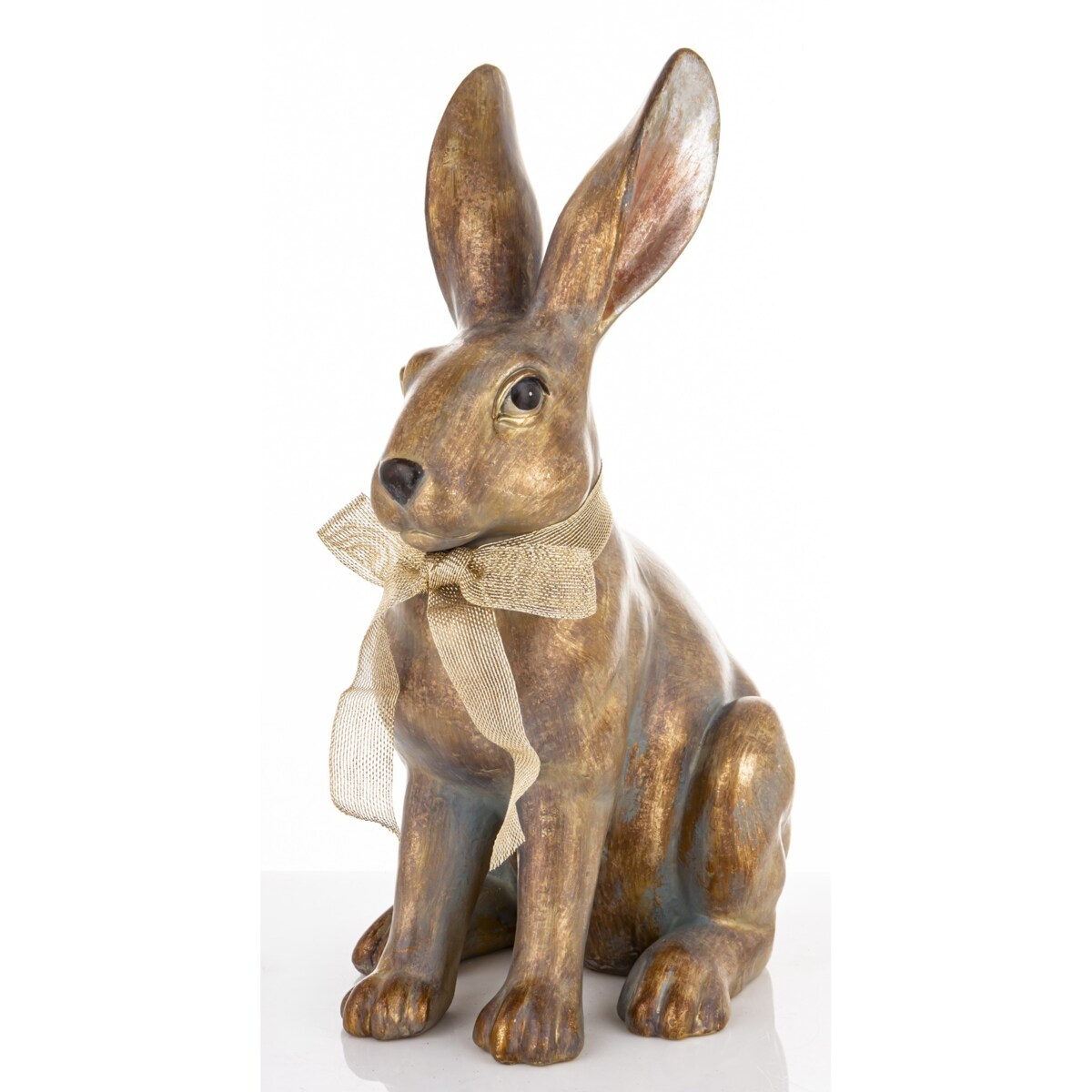 Dekoracja - złoty królik 47,5x19x27 cm ANNORA-2 z ażurową wstążeczką