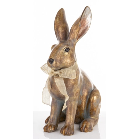 Dekoracja - złoty królik 47,5x19x27 cm ANNORA-2 z ażurową wstążeczką