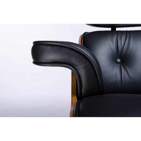 Wypoczynkowy fotel Lounge KH1501100140 z podnóżkiem czarny orzech, King Home