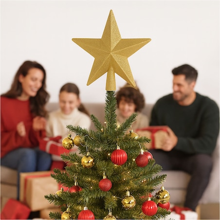 Gwiazda Na Czubek Choinki Brokatowa Na Choinkę Szpic Dekoracja Świąteczna