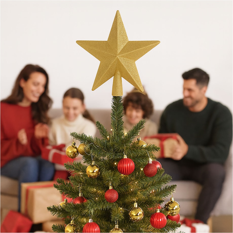 Gwiazda Na Czubek Choinki Brokatowa Na Choinkę Szpic Dekoracja Świąteczna