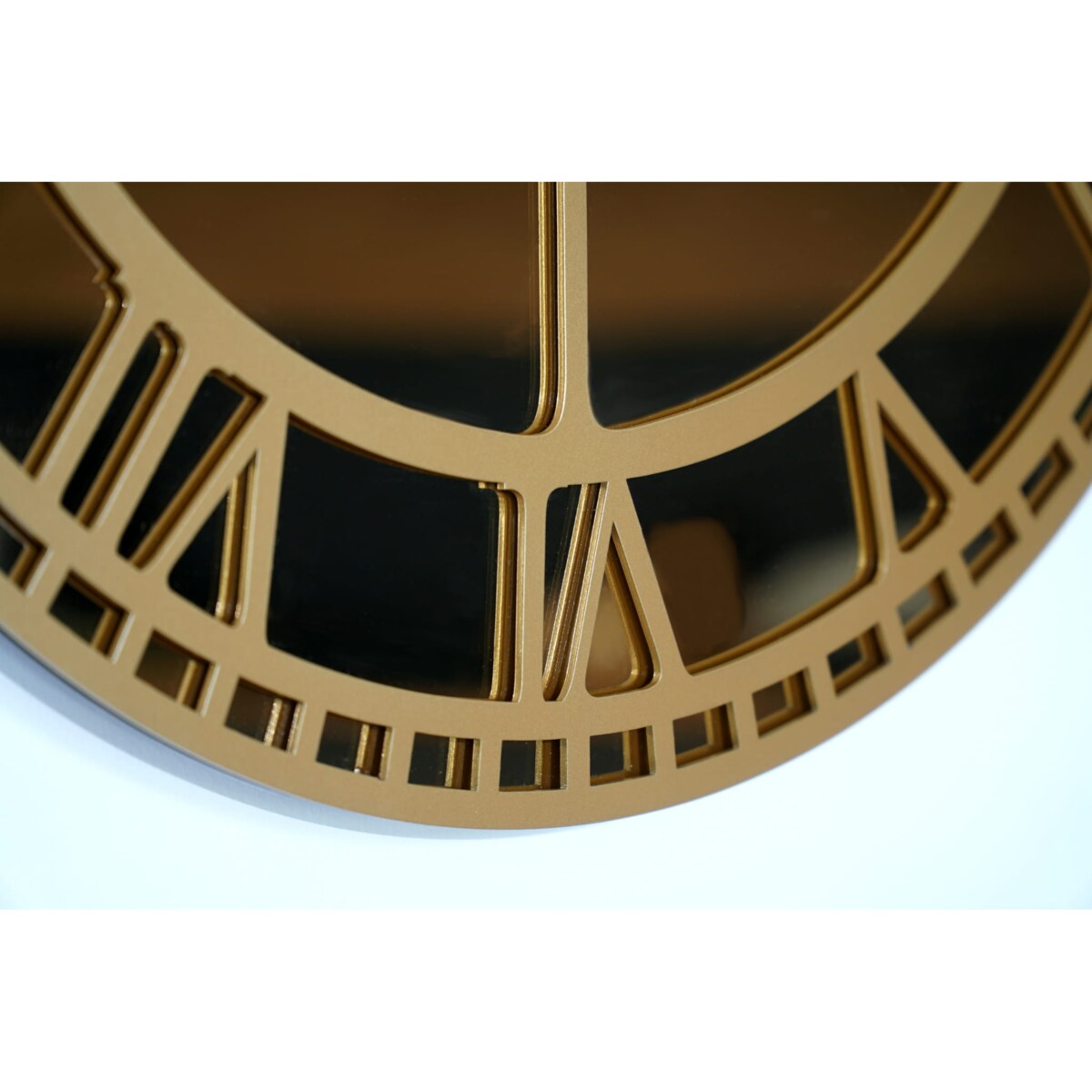 Metalowy zegar ścienny lustro złote 50cm