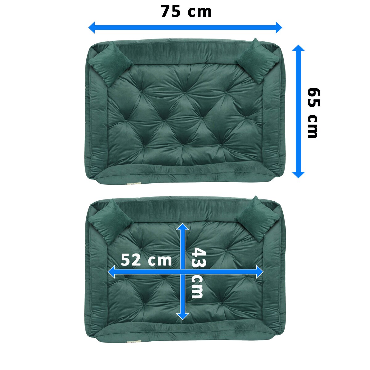 Legowisko Dla Małego Psa Welurowe 75X65 Cm Prestiżowe Ciemnozielone