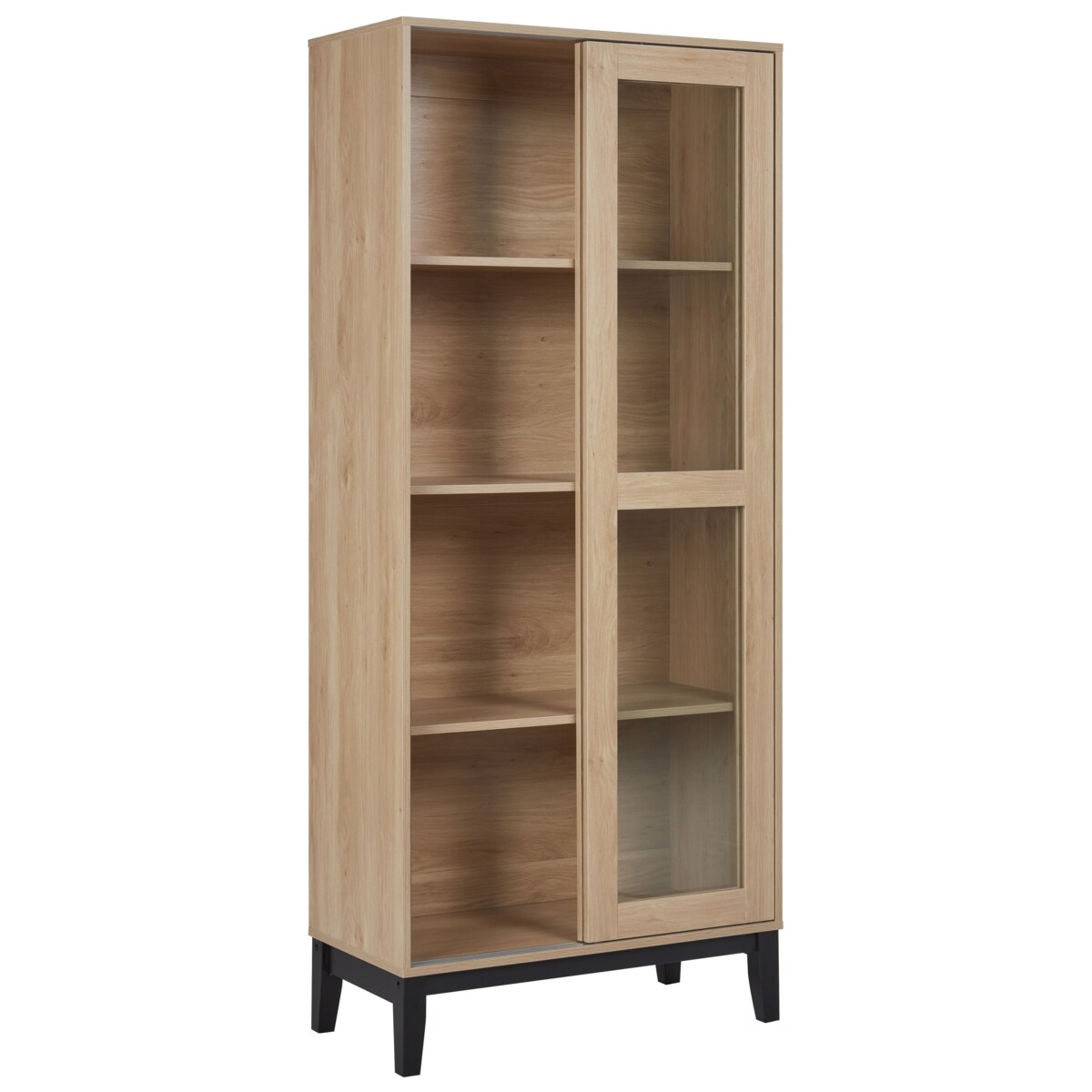 Witryna ze szklaną gablotą jasne drewno RUMSON