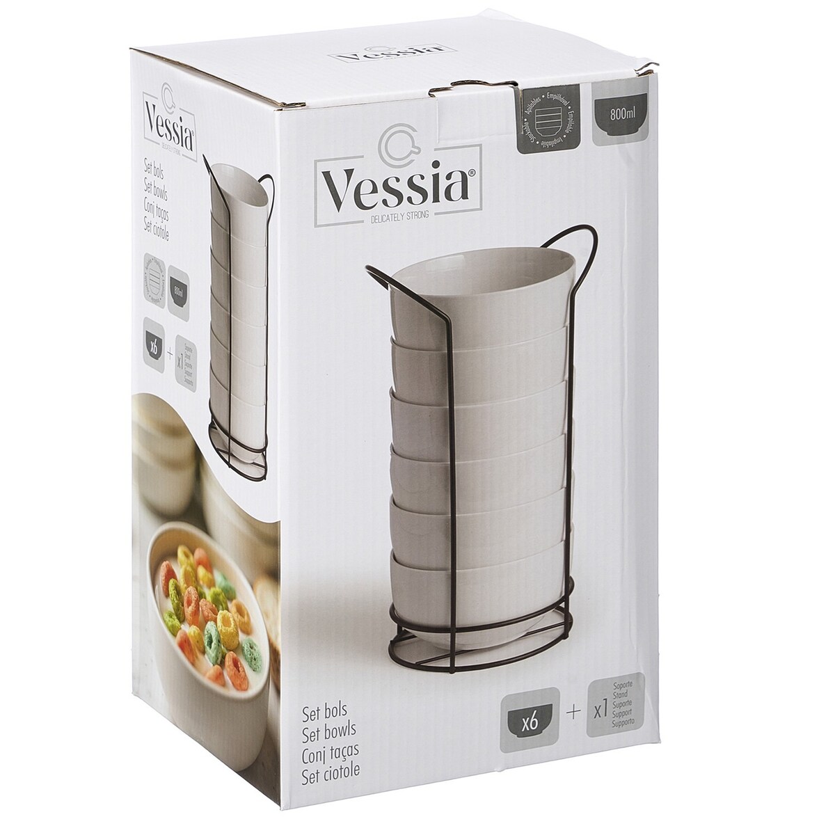 Komplet 6 misek porcelanowych z stojakiem, 800 ml TIGRILLA