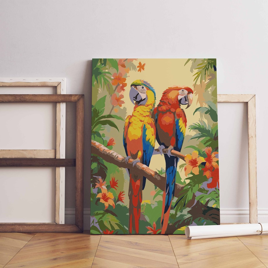 Malowanie po numerach, zestaw DIY – PAPUGI 40x50 cm- Produkt PL