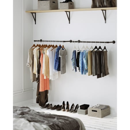 INDUSTRIALNY WIESZAK DRĄŻEK ŚCIENNY NA UBRANIA - CZARNY