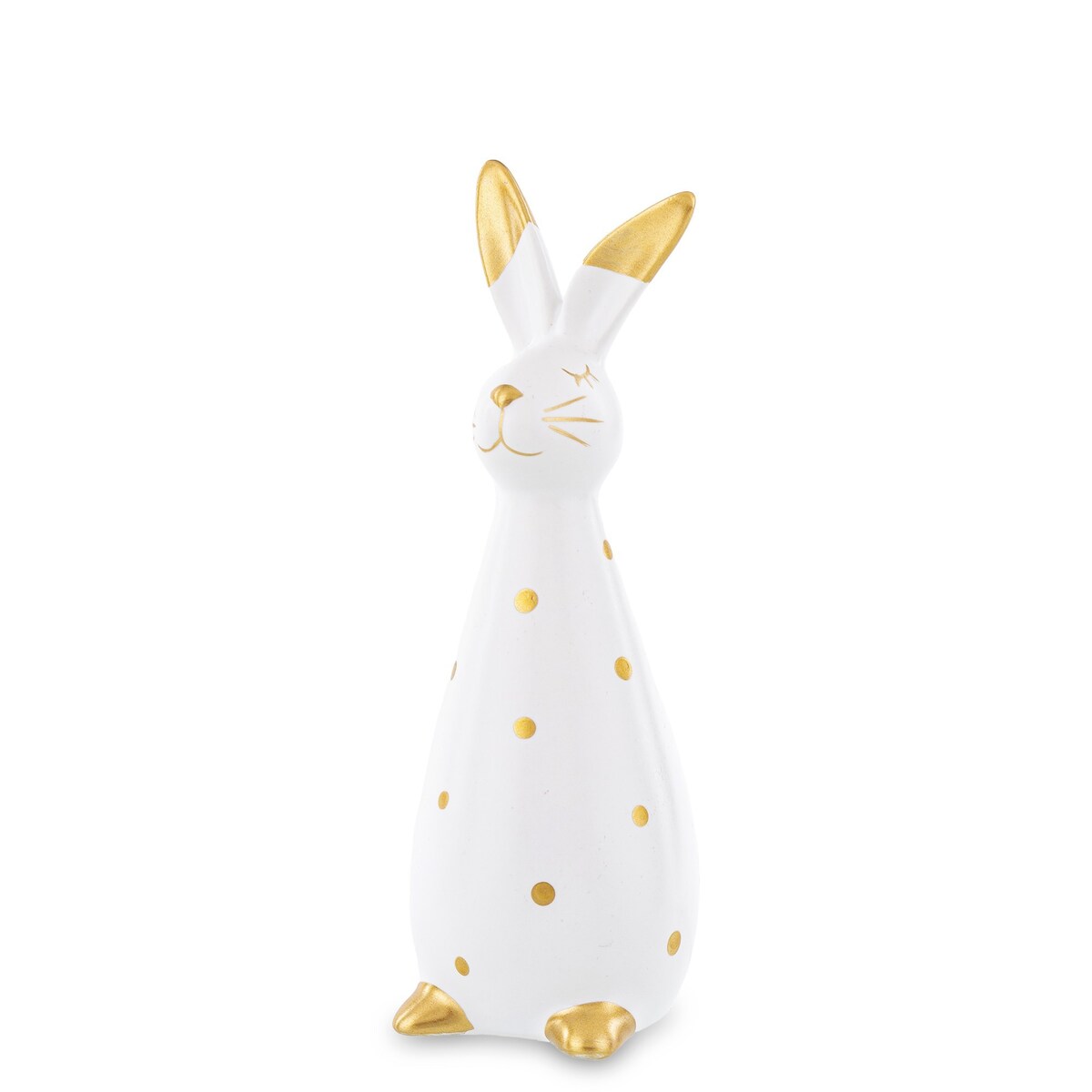 Dekoracja - królik dolomitowy w złote kropki 19x6,5x7 cm