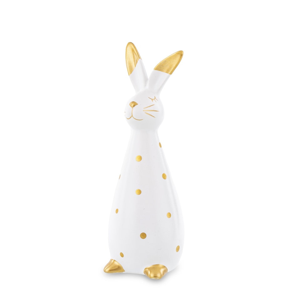 Dekoracja - królik dolomitowy w złote kropki 19x6,5x7 cm
