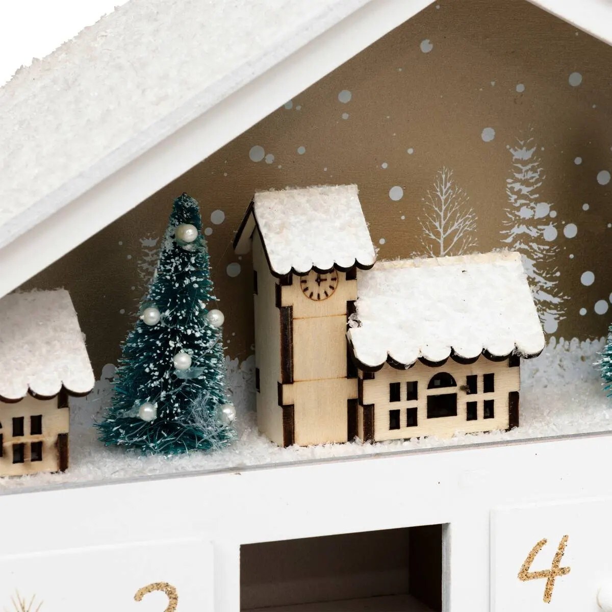 Kalendarz adwentowy Domek biały 41x33 cm