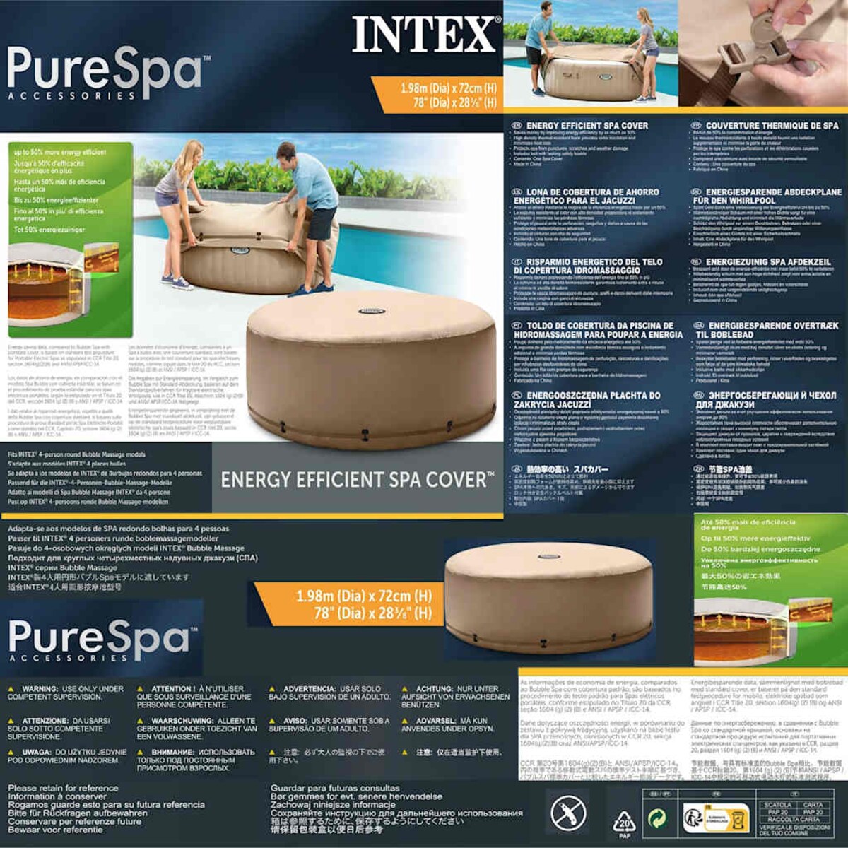 Intex Energooszczędna pokrywa na basen spa, 28523