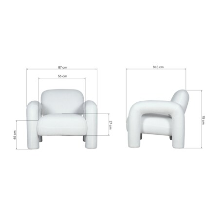 Fotel wypoczynkowy 75x87x81,5 cm TUBITA - II biała boucle