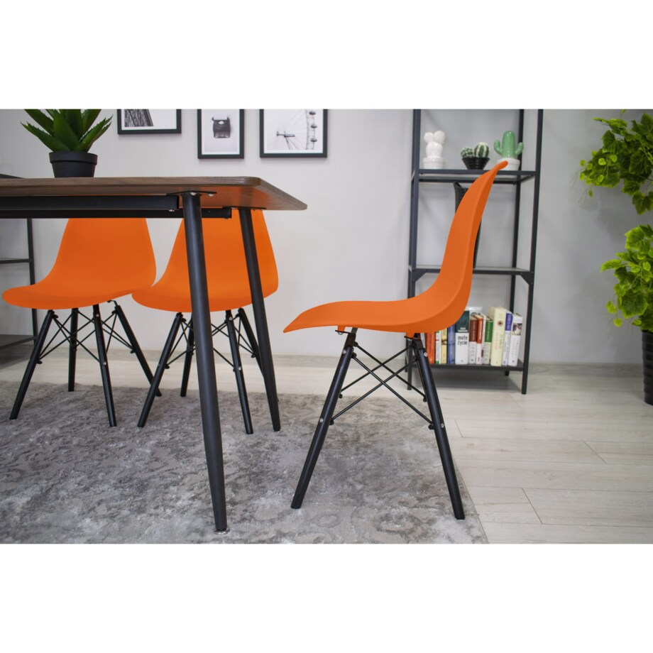Krzesło Do Jadalni Kuchni Salonu Osaka Pomarańcz / Nogi Czarne X 3