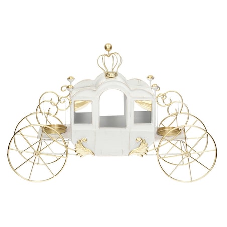 Świecznik Carriage 66x20x32cm boże narodzenie, święta, świąteczne, biały-złoty, 66 x 20 x 32 cm