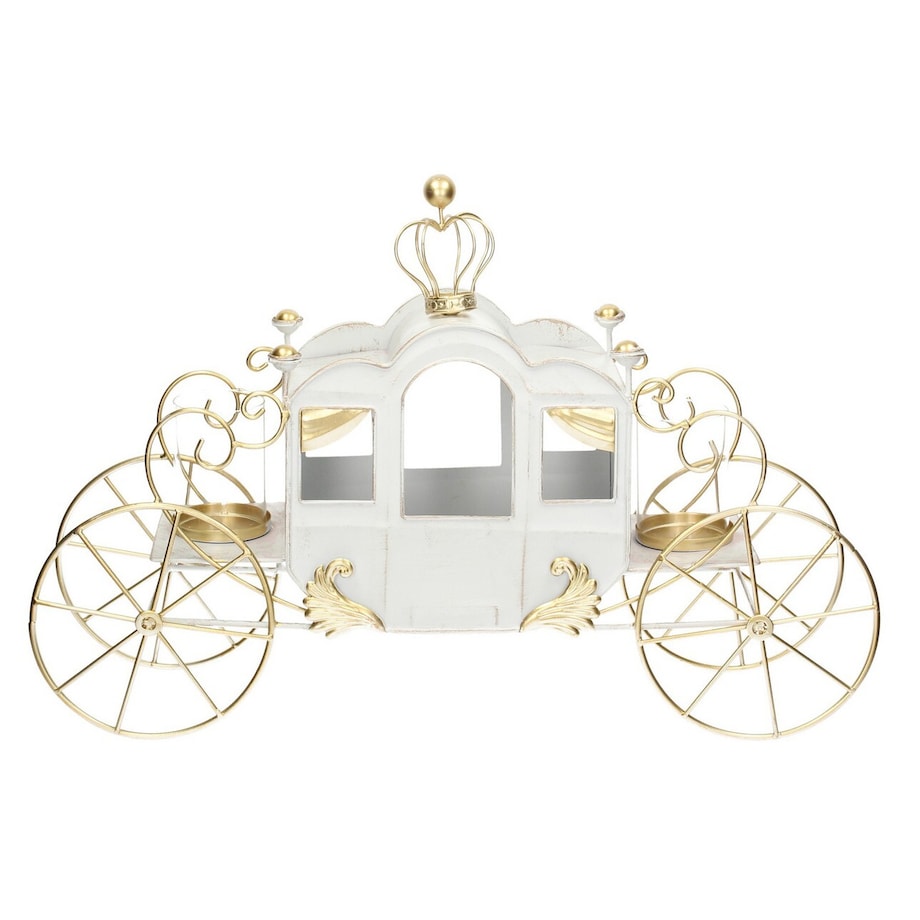 Świecznik Carriage 66x20x32cm boże narodzenie, święta, świąteczne, biały-złoty, 66 x 20 x 32 cm