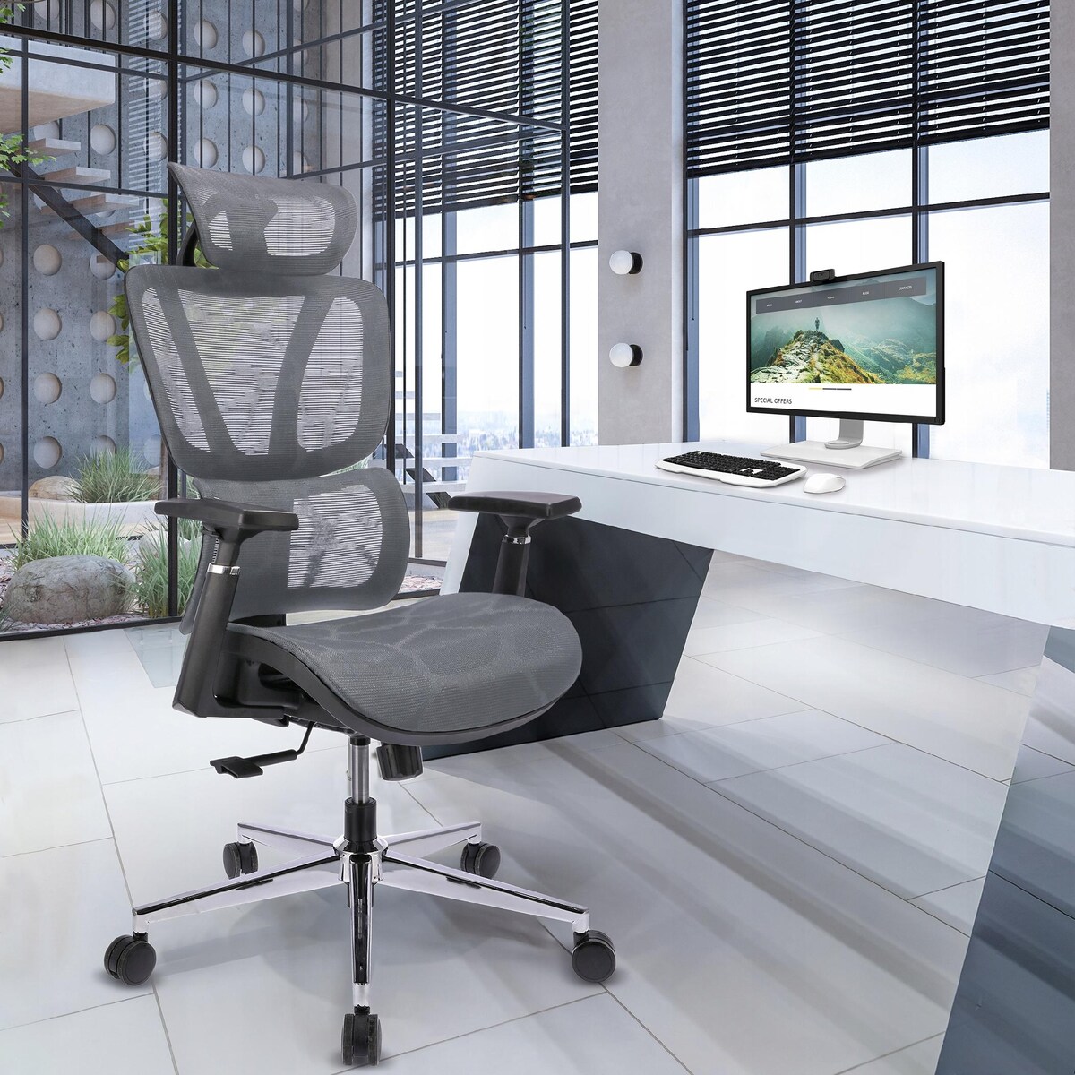 Fotel biurowy ergonomiczny NEOVA szary