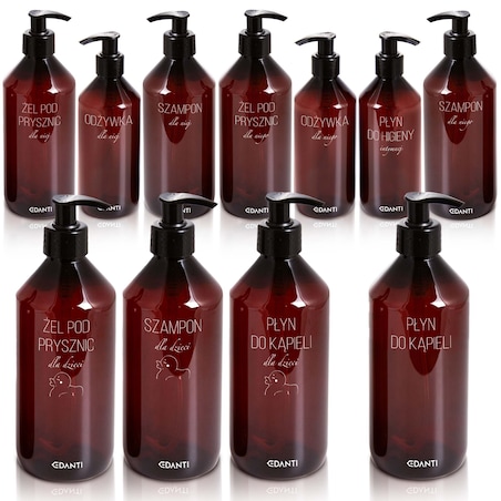 11X Dozownik Z Pompką Butelka Do Szamponu Żelu Pod Prysznic Zestaw Rodzinny 2+1 Do Łazienki