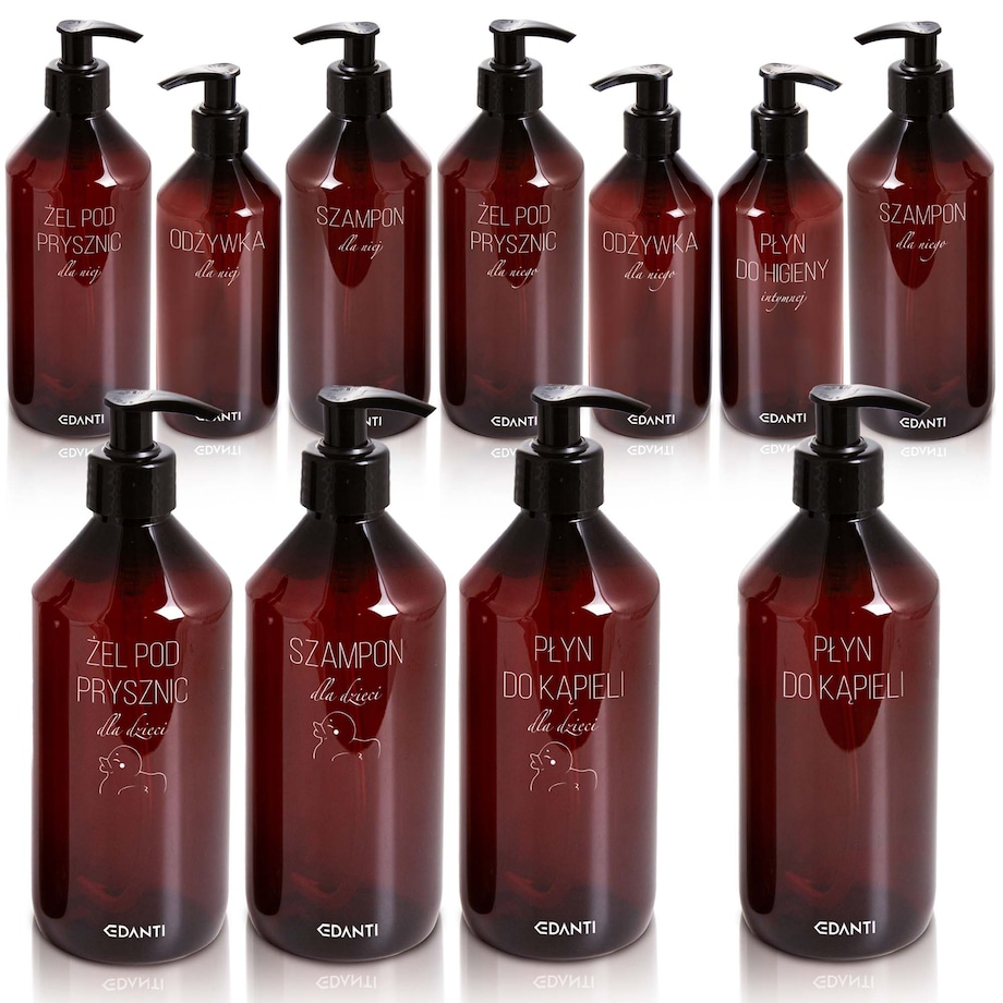 11X Dozownik Z Pompką Butelka Do Szamponu Żelu Pod Prysznic Zestaw Rodzinny 2+1 Do Łazienki