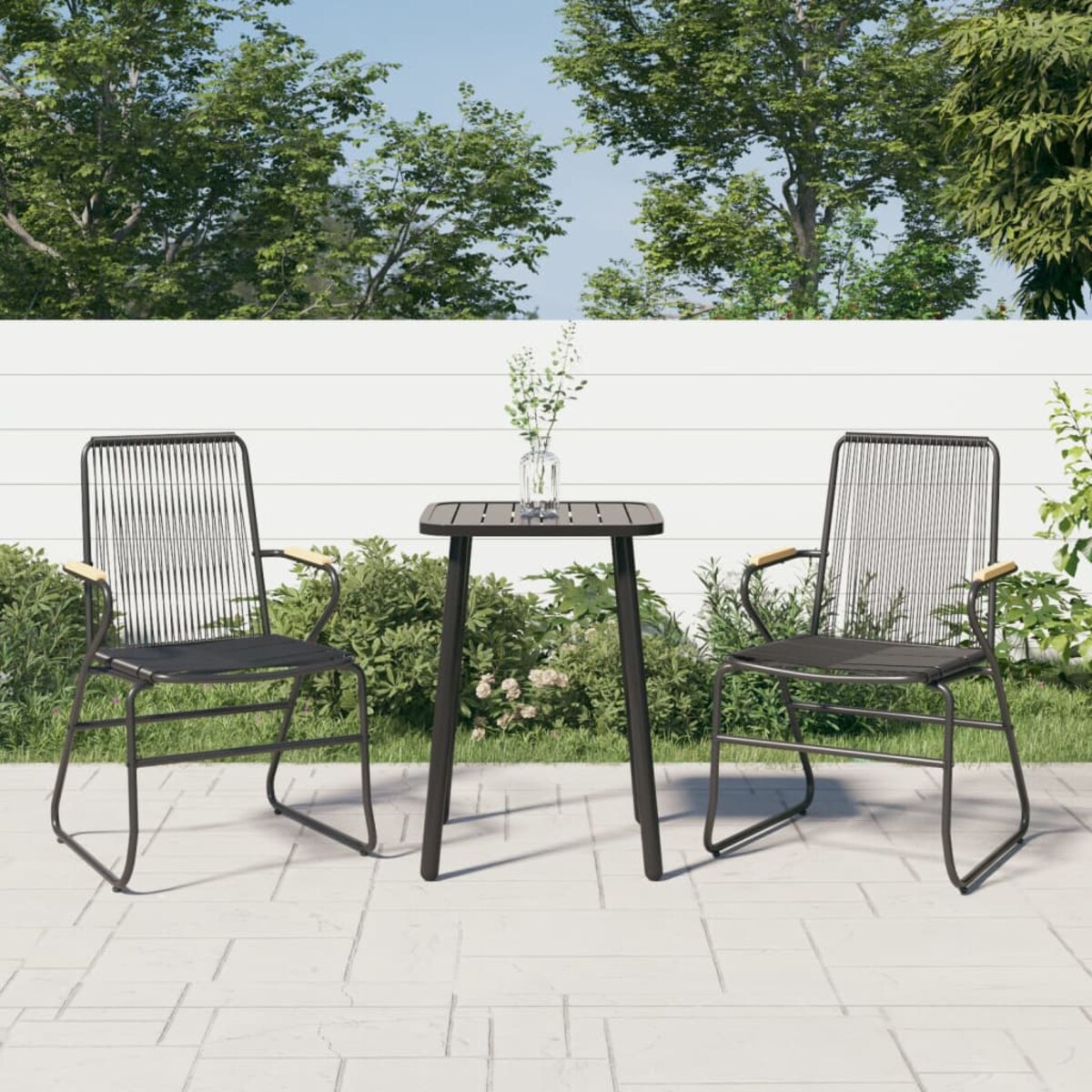 vidaXL Krzesła ogrodowe, 2 szt., czarne, 58x59x85,5 cm, rattan PVC