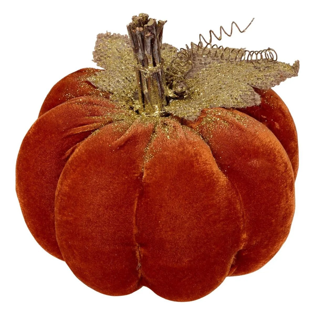Dekoracja - dynia aksamitna z brokatem 19 cm