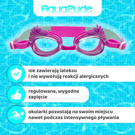 Okulary do pływania dla dzieci na basen Konik morski różowy 3+ Aqua2ude