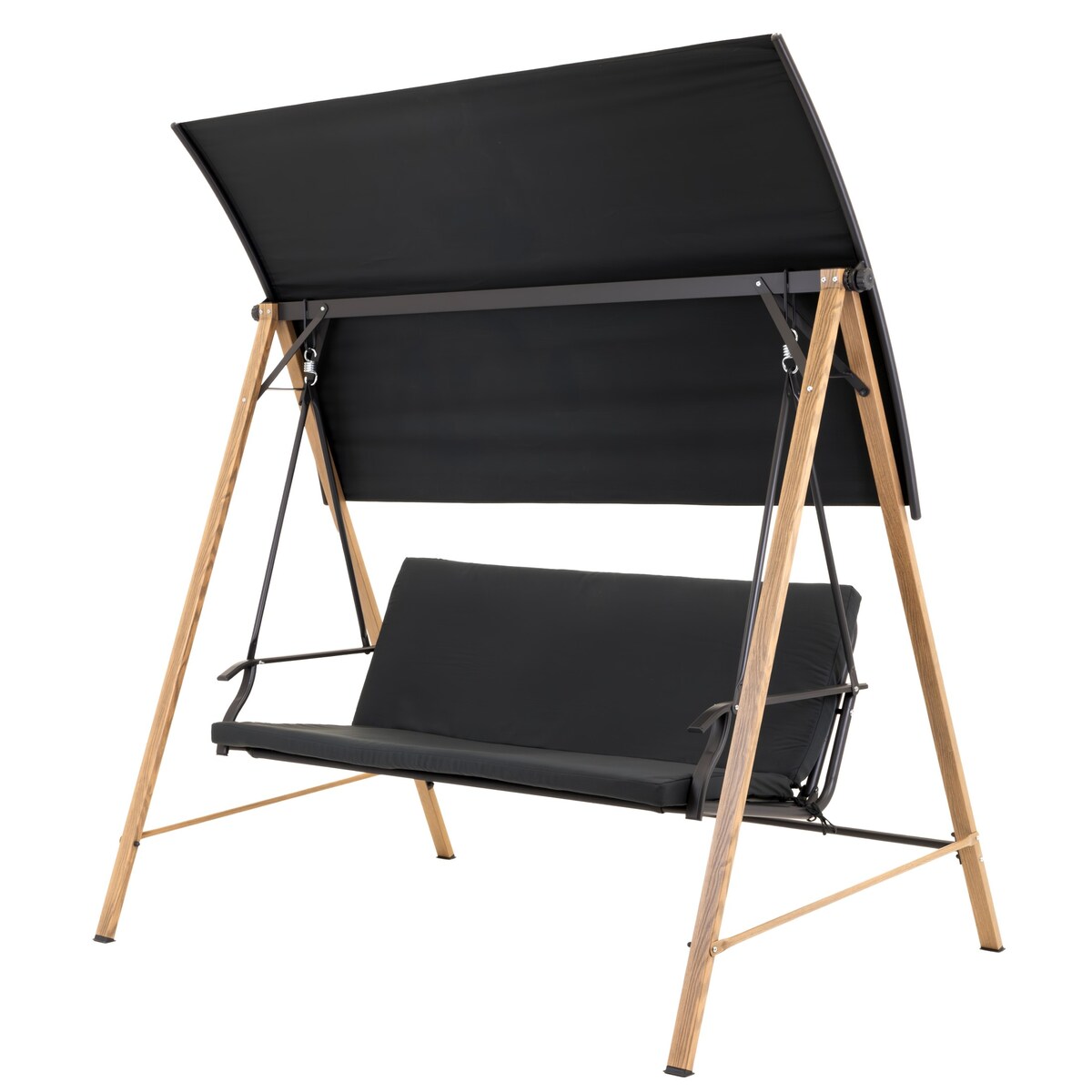 Huśtawka ogrodowa 3-osobowa WOLNOSTOJĄCA bujana STALOWA z poduszką DASZKIEM