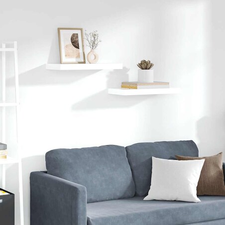 vidaXL Półki ścienne, 2 szt., wysoki połysk, białe, 50x23x3,8 cm, MDF