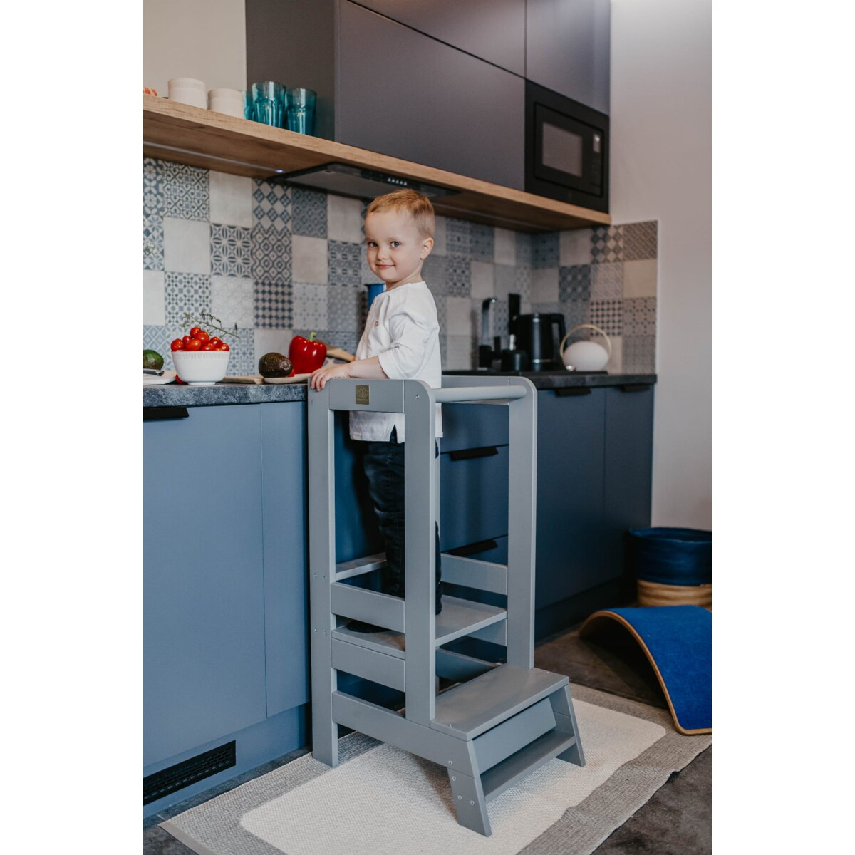 Kitchen Helper Drewniany Pomocnik Kuchenny dla Dziecka, Szary